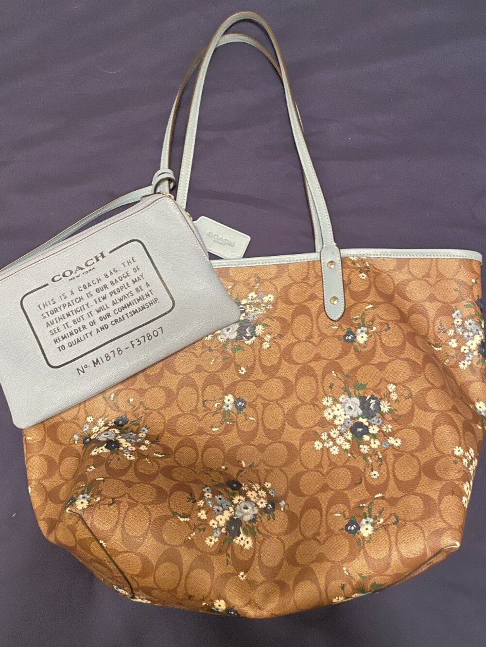 Coach Reversible City Tote | Signature Canvas Floral | Blue & Brown
